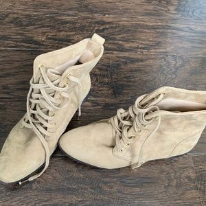 Zara Tan Boots with Laces Size 38